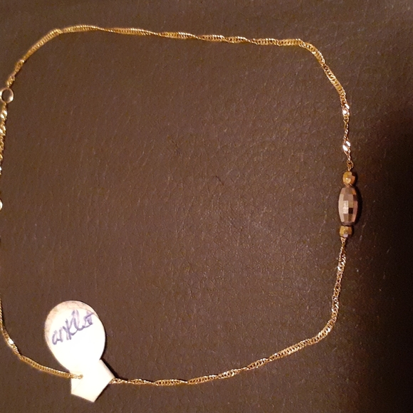 10K SOLID YELLOW GOLD/ WHITE GOLD/ANKLE BRACELET NEW ADJUSTABLE 9